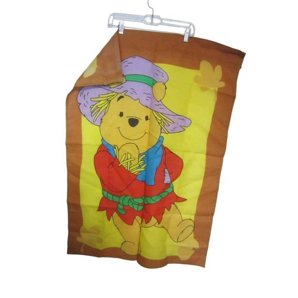 DISNEY Winnie The Pooh Fall Halloween Thanksgiving Scarecrow Flag 28X40